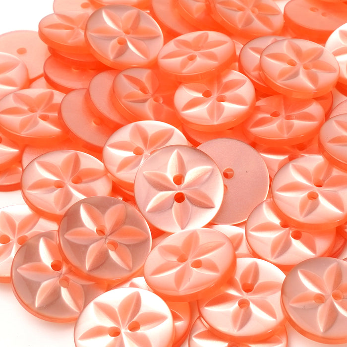 Pink Round Baby Star Buttons, Polyester (10 Pcs) 11mm, 14mm or 16mm