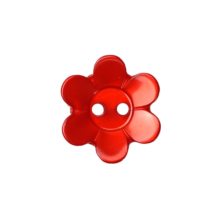 18mm Red Pearl-Effect Daisy Flower Buttons (10 Pcs)