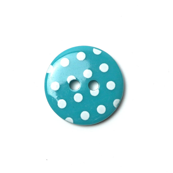15mm Turquoise Polka Dot Buttons (10 Pcs)