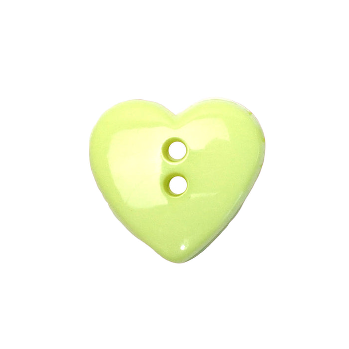 18mm (28L) Lime Green Heart Shaped Buttons - 10 Pcs