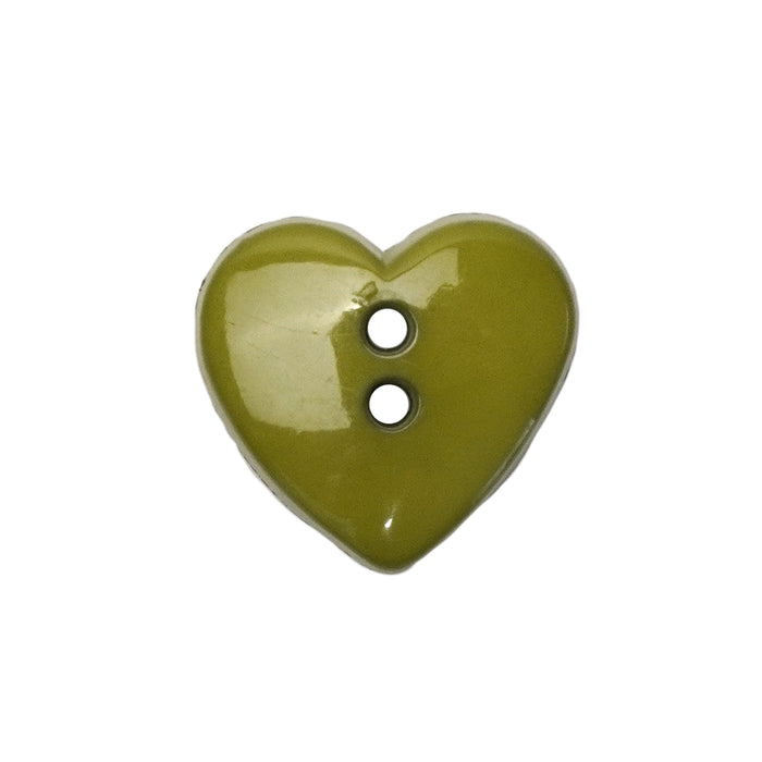18mm (28L) Moss Green Heart Shaped Buttons - 10 Pcs
