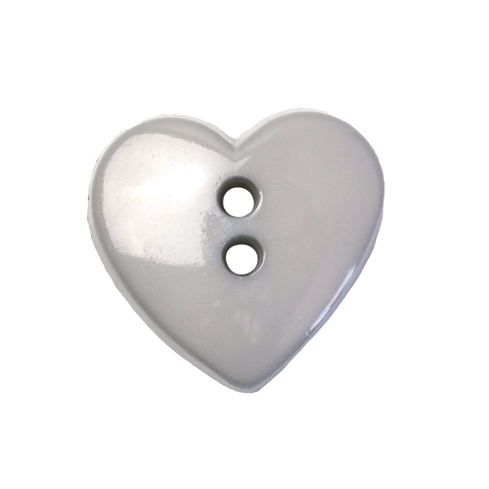 18mm (28L) Pale Grey Heart Shaped Buttons - 10 Pcs