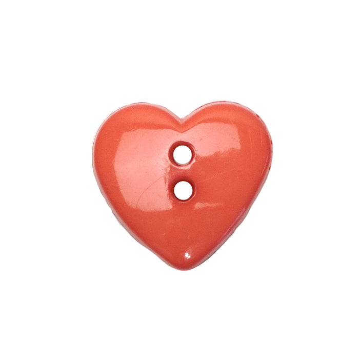 18mm (28L) Coral Red Heart Shaped Buttons - 10 Pcs