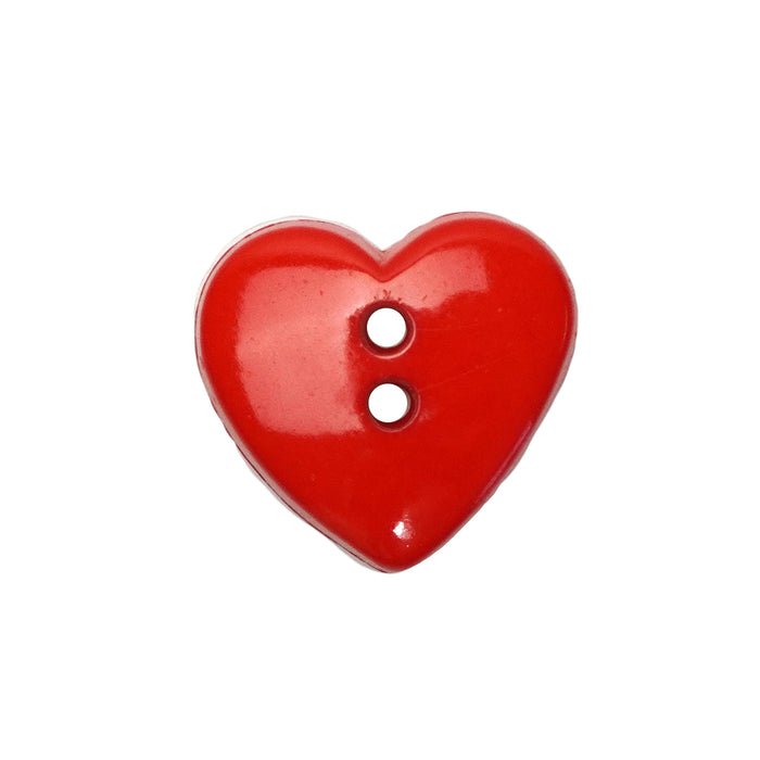 18mm (28L) Red Heart Shaped Buttons - 10 Pcs