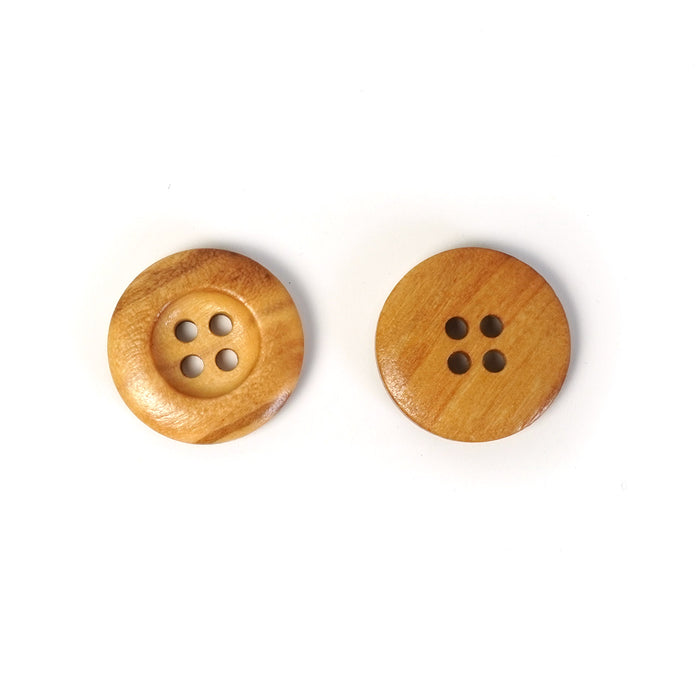 18mm Small Olive 4-Hole Wood Buttons (5 Pcs)