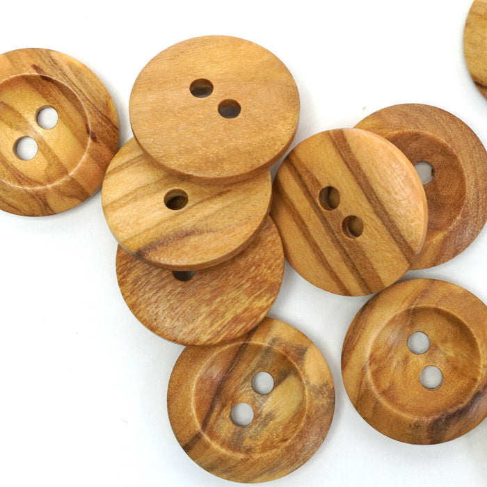 18mm Small Olive 2-Hole Wood Buttons (5 Pcs)