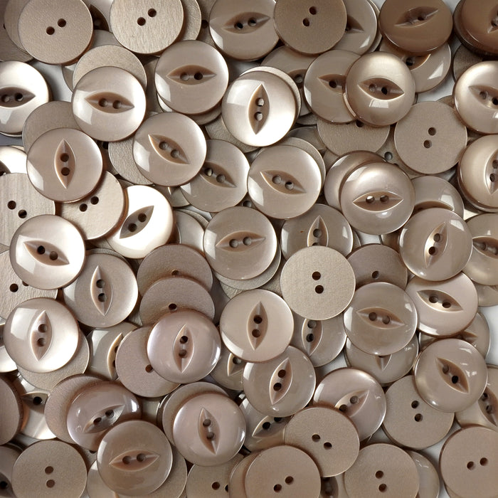 Beige Round Fish Eye Buttons (10pcs) 11mm, 14mm, 16mm or 19mm (T1)