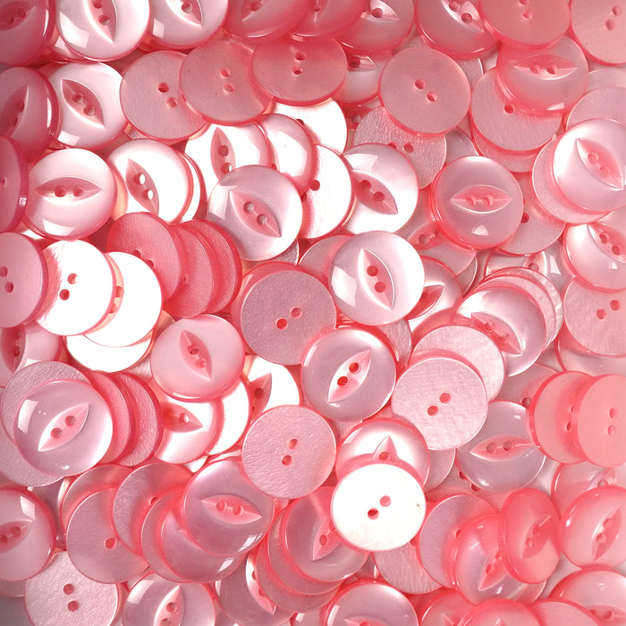 Pink Round Fish Eye Buttons 10pcs. 11mm, 14mm, 16mm or 19mm