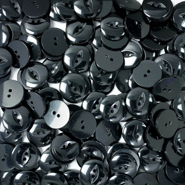 Black Round Fish Eye Buttons (10 Pcs) 11mm, 14mm, 16mm or 19mm (T2)
