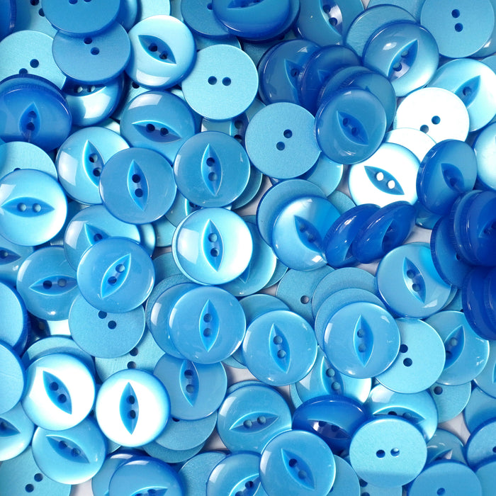 Bright Blue Round Fish Eye Buttons (10 Pcs) 11mm, 14mm, 16mm or 19mm (T3)