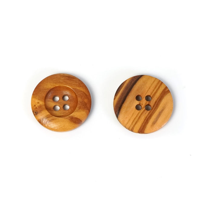 23mm Olive 4-Hole Wood Buttons (5 Pcs)