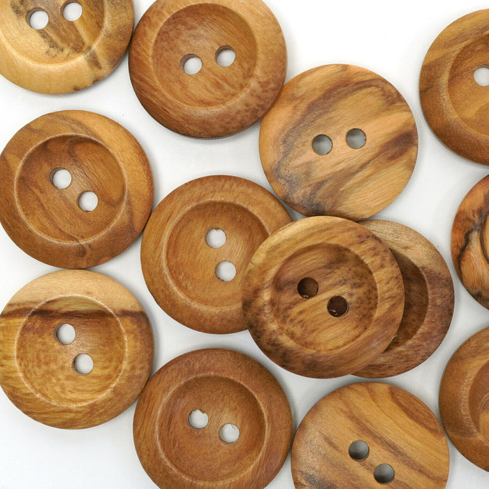 23mm Olive 2-Hole Wood Buttons (5 Pcs)