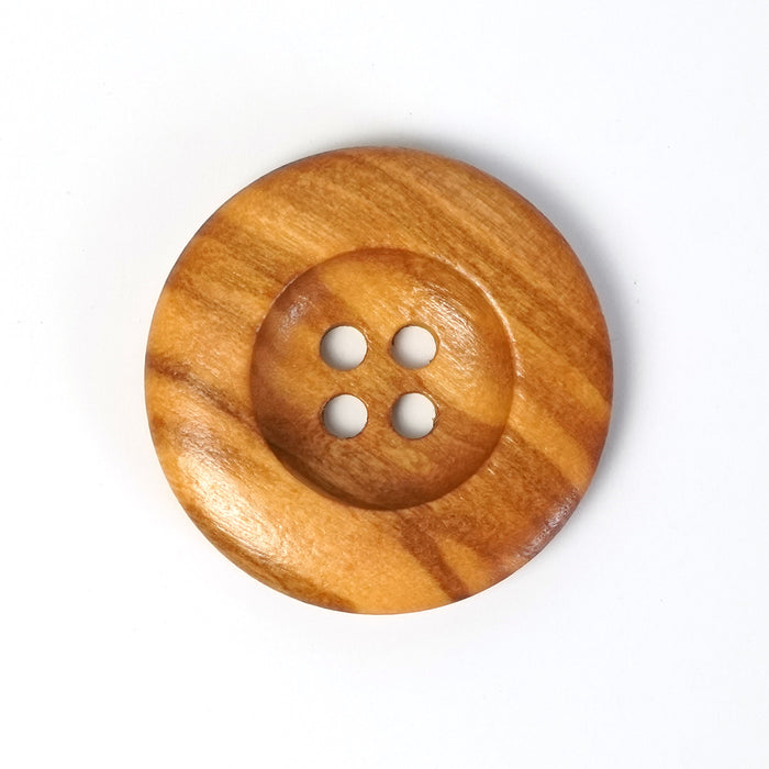 25mm Olive 4-Hole Wood Buttons (5 Pcs)