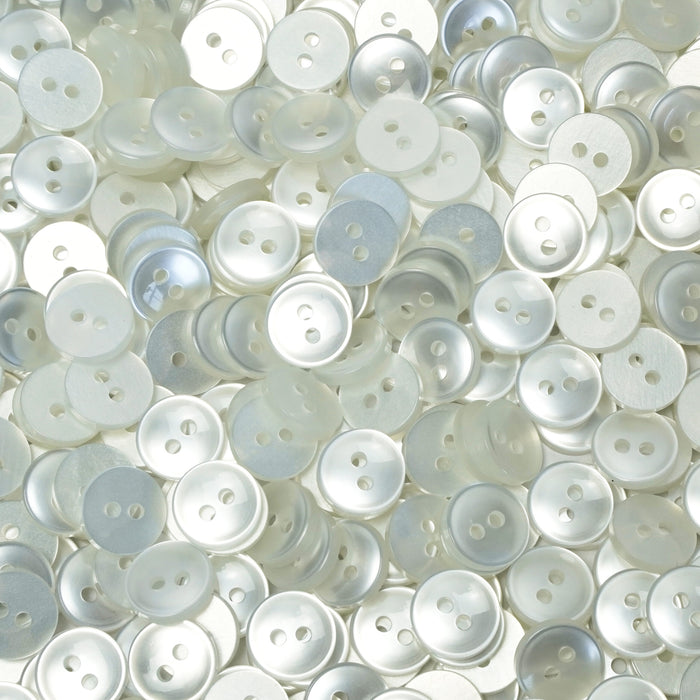 2-Hole White Shirt Buttons (10pcs) 10mm, 11mm or 14mm
