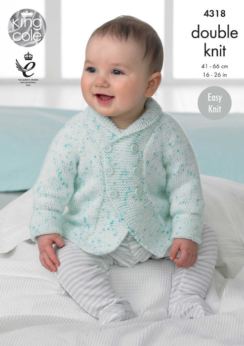 King Cole 4318 Baby Children's Knitting Pattern - Easy Knit Jacket & Hat DK - Discontinued