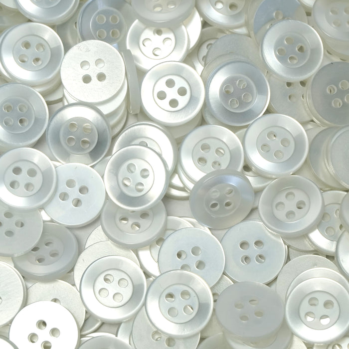 4-Hole White Shirt Buttons (10pcs) 11mm or 14mm