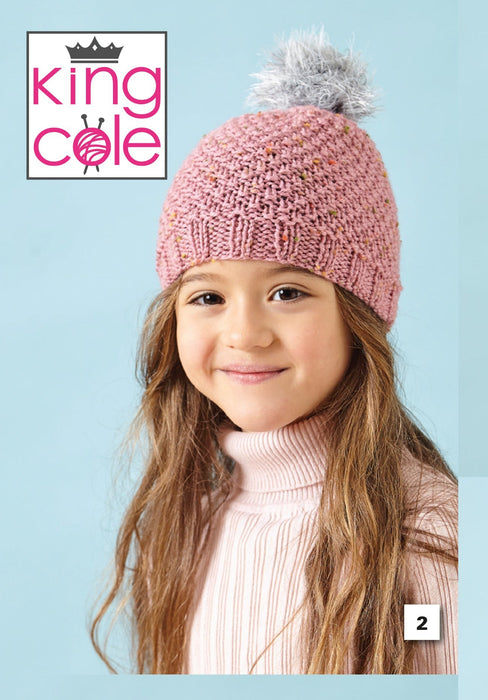 King Cole 5100 Aran Knitting Pattern -  Children's Hats (4 - 12 Years)