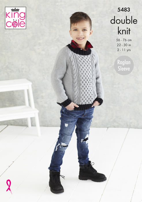 King Cole 5483 Double Knitting Pattern for Boys - DK Sweaters (2 - 11 Years)