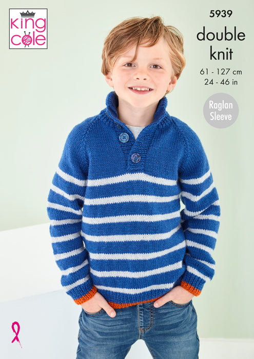 King Cole 5939 Double Knitting Pattern for Boys & Men - DK Sweaters
