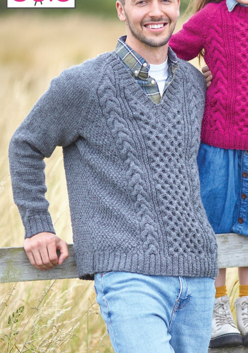 King Cole 5956 Aran Knitting Pattern - Adult & Children's Sweaters