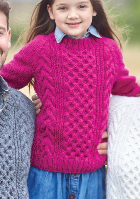 King Cole 5956 Aran Knitting Pattern - Adult & Children's Sweaters