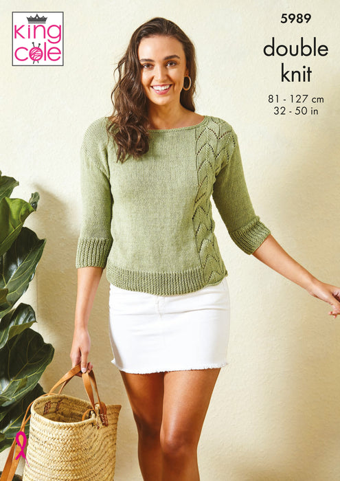 King Cole 5989 Double Knitting Pattern for Ladies - Women's DK Tops