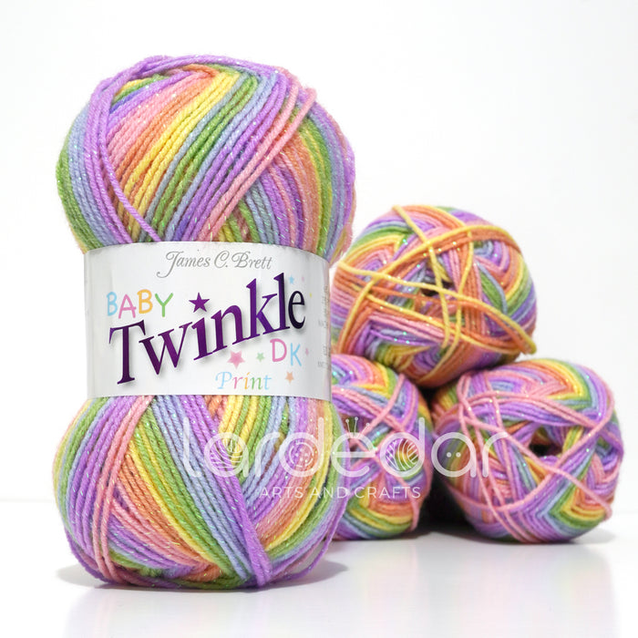 James C Brett Baby Twinkle Print DK Yarn Wool - BTP22 Multicoloured - 100g Ball