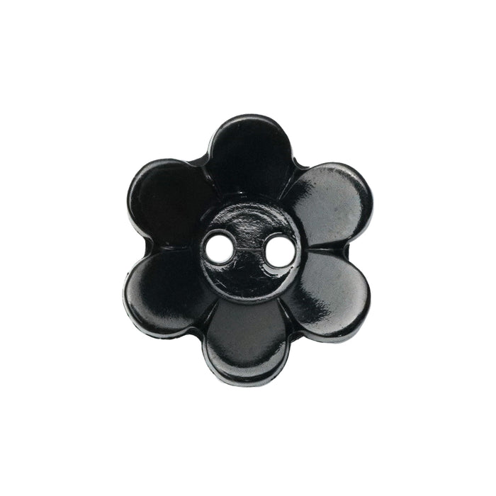Black Daisy Buttons (5 Pcs) - 13mm, 15mm or 18mm