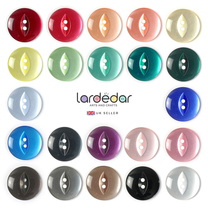 Grey Round Fish Eye Buttons 10pcs. 11mm, 14mm, 16mm or 19mm