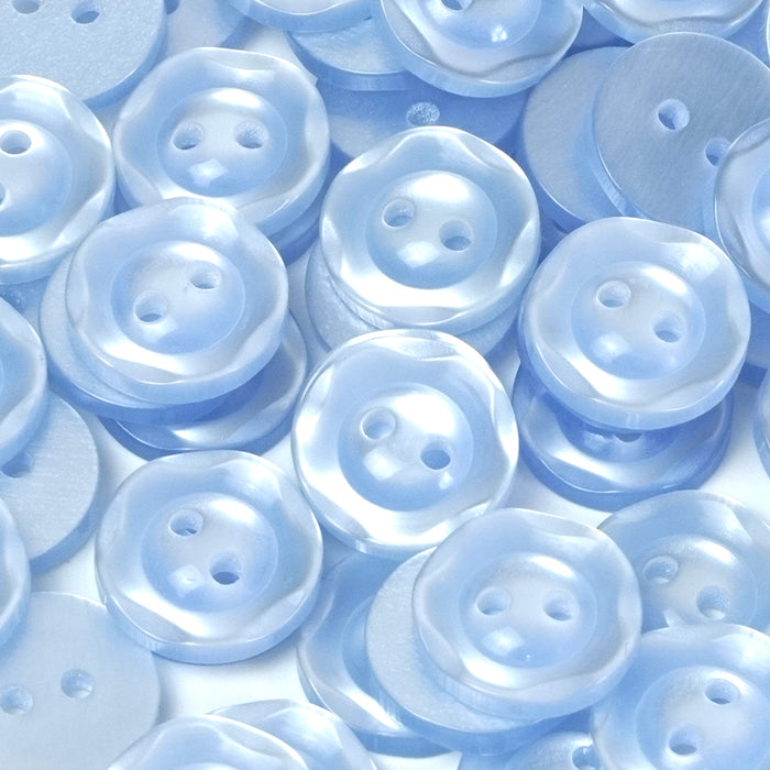 Pale Blue Fruit Gum Baby Buttons, Dished Edge 10 Pcs 11mm 14mm or 16mm