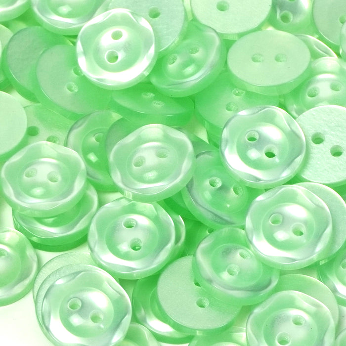 Green Fruit Gum Baby Buttons, Dished Edge 10 Pcs 11mm 14mm or 16mm
