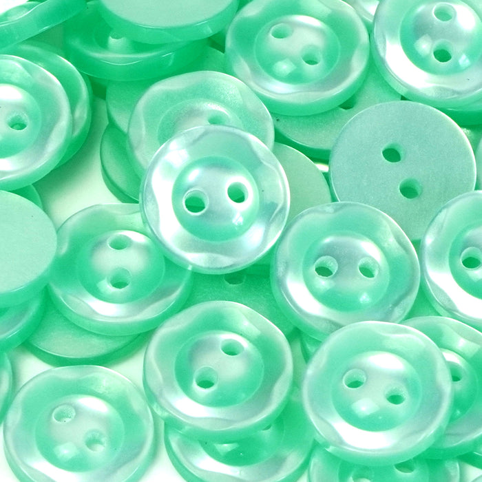 Pale Teal Fruit Gum Baby Buttons, Dished Edge 10 Pcs 11mm 14mm or 16mm