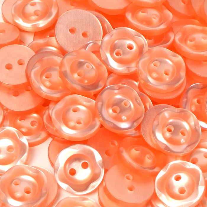 Peach Fruit Gum Baby Buttons, Dished Edge 10 Pcs 11mm 14mm or 16mm