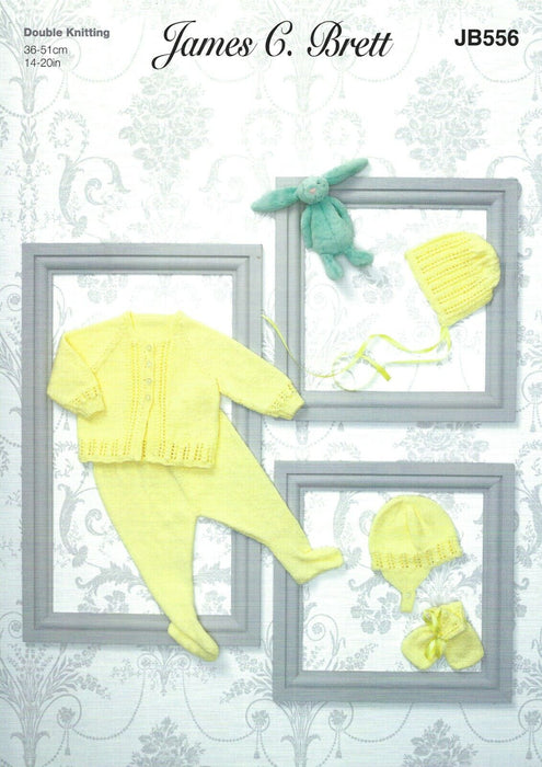 James C Brett JB556 - Baby DK Knitting Pattern - Matinee Coat & Accessories (Discontinued)