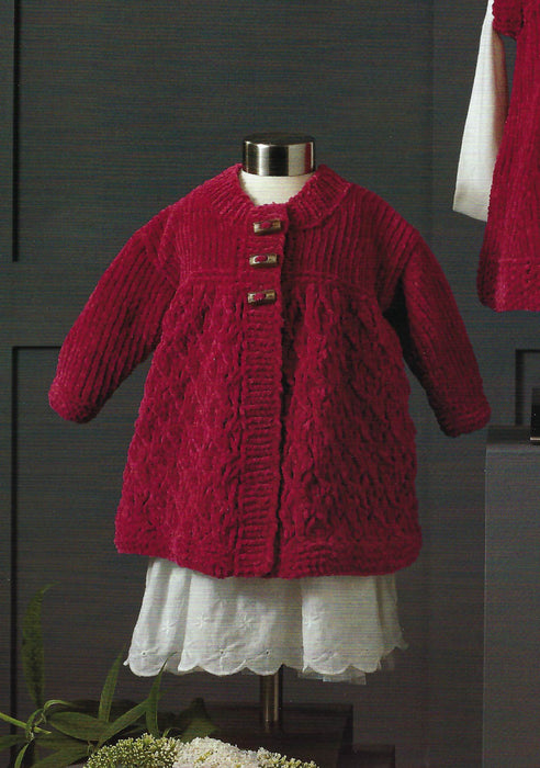 James C Brett  Knitting Pattern JB650 - Dress & Jacket Knitted With Flutterby Chunky Yarn