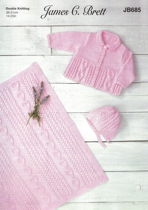 Wool & Pattern Bundle - 5 x 100g Super Soft Baby DK Yarn in Pink & Knitting Pattern JB685