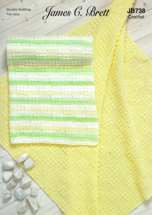 James C Brett JB738 CROCHET Pattern - DK Baby Pram Blanket & Cot Blanket (Discontinued)