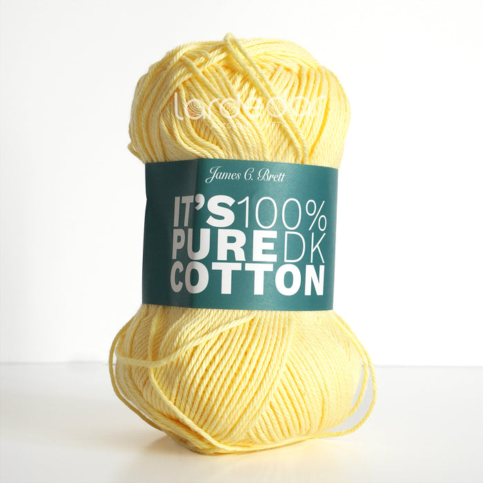 James C Brett It's Pure Cotton Yarn in Lemon IC02 - 100% Cotton DK Knitting Crochet Wool - 100g