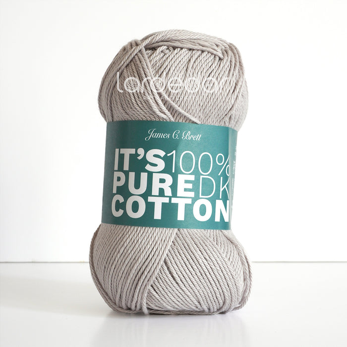 James C Brett It's Pure Cotton Yarn in Silver IC07  - 100% Cotton DK Knitting Crochet Wool - 100g
