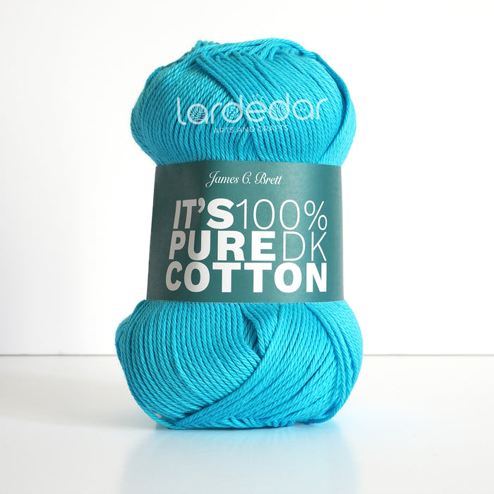 James C Brett It's Pure Cotton Yarn in Turquoise IC08  - 100% Cotton DK Knitting Crochet Wool - 100g