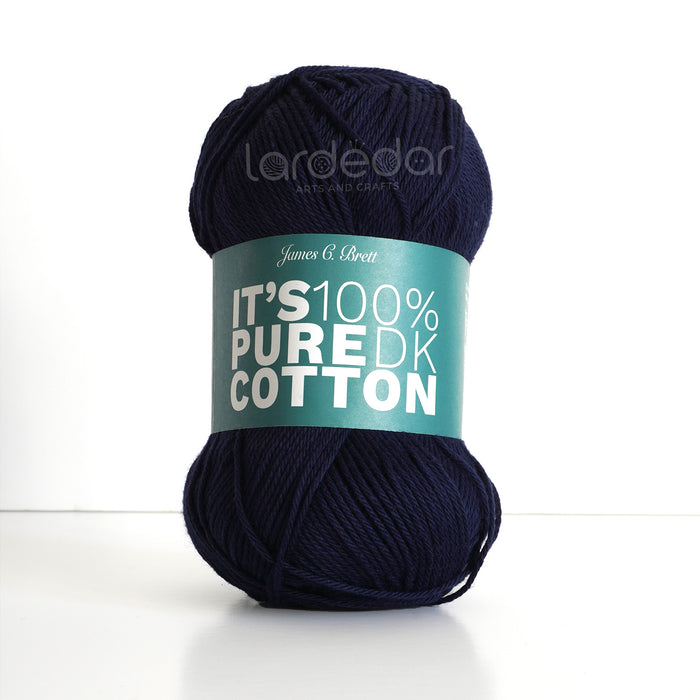 James C Brett It's Pure Cotton Yarn in Navy IC11  - 100% Cotton DK Knitting Crochet Wool - 100g