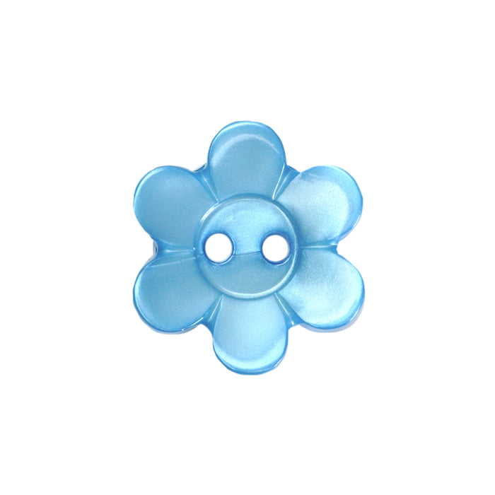 18mm Light Blue Pearl-Effect Daisy Flower Buttons (10 Pcs)