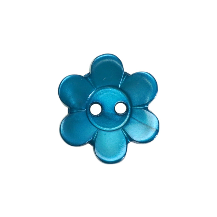 18mm Teal Pearl-Effect Daisy Flower Buttons (10 Pcs)