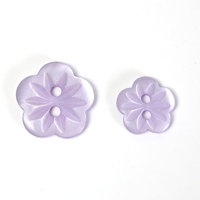 18mm Lilac Polyester Flower Button w- Star Detail 10 Pcs