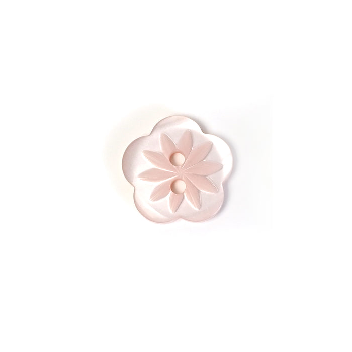 18mm Pale Pink Polyester Flower Button w- Star Detail 10 Pcs