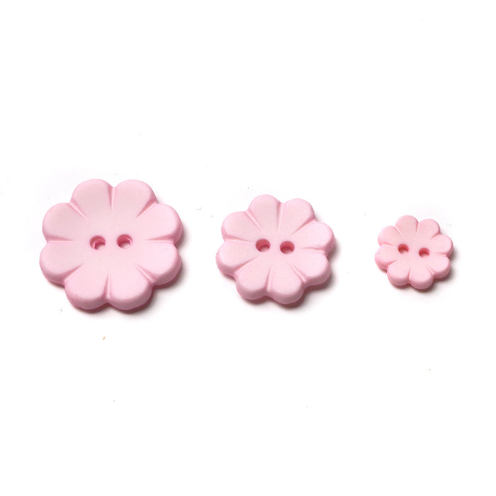 Pink Matte Flower Buttons (10 Pcs) - 15mm 23mm or 28mm