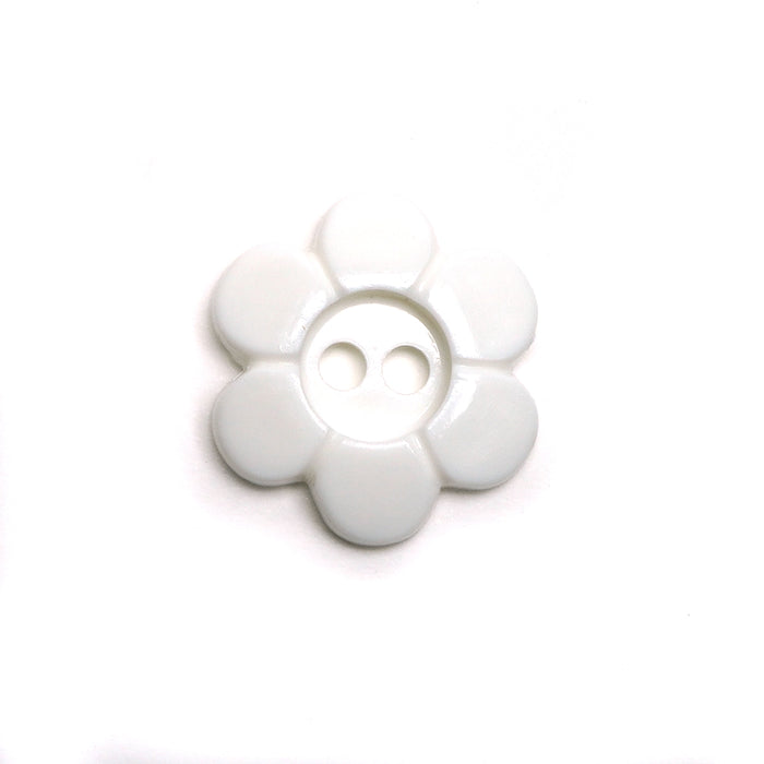 15mm White Daisy Flower Buttons (5 Pcs)