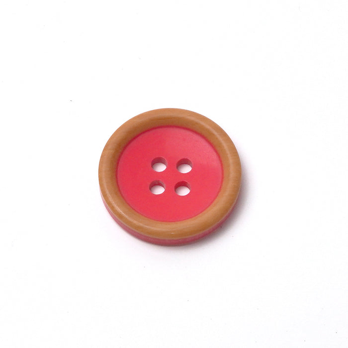 Colourful Wood-Effect Rimmed Buttons (10 Pcs) - 4 Hole, Choice of 9 Colours - 15mm / 20mm - Baby Knitting, Kids Cardigan Craft Buttons