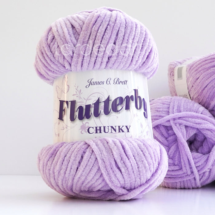 James C Brett Flutterby Chunky - B10 Lilac - 100g Chenille Plush