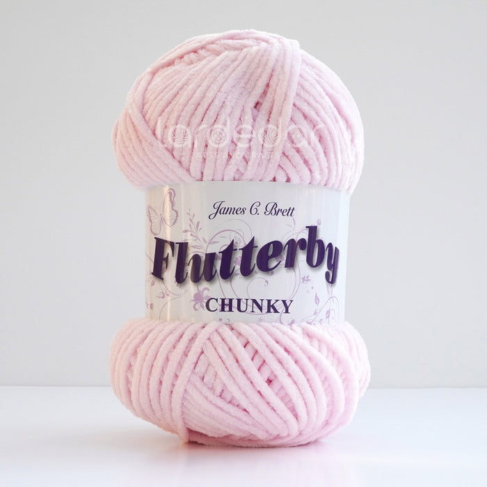 James C Brett Flutterby Chunky - B2 Baby Pink - 100g Chenille Plush